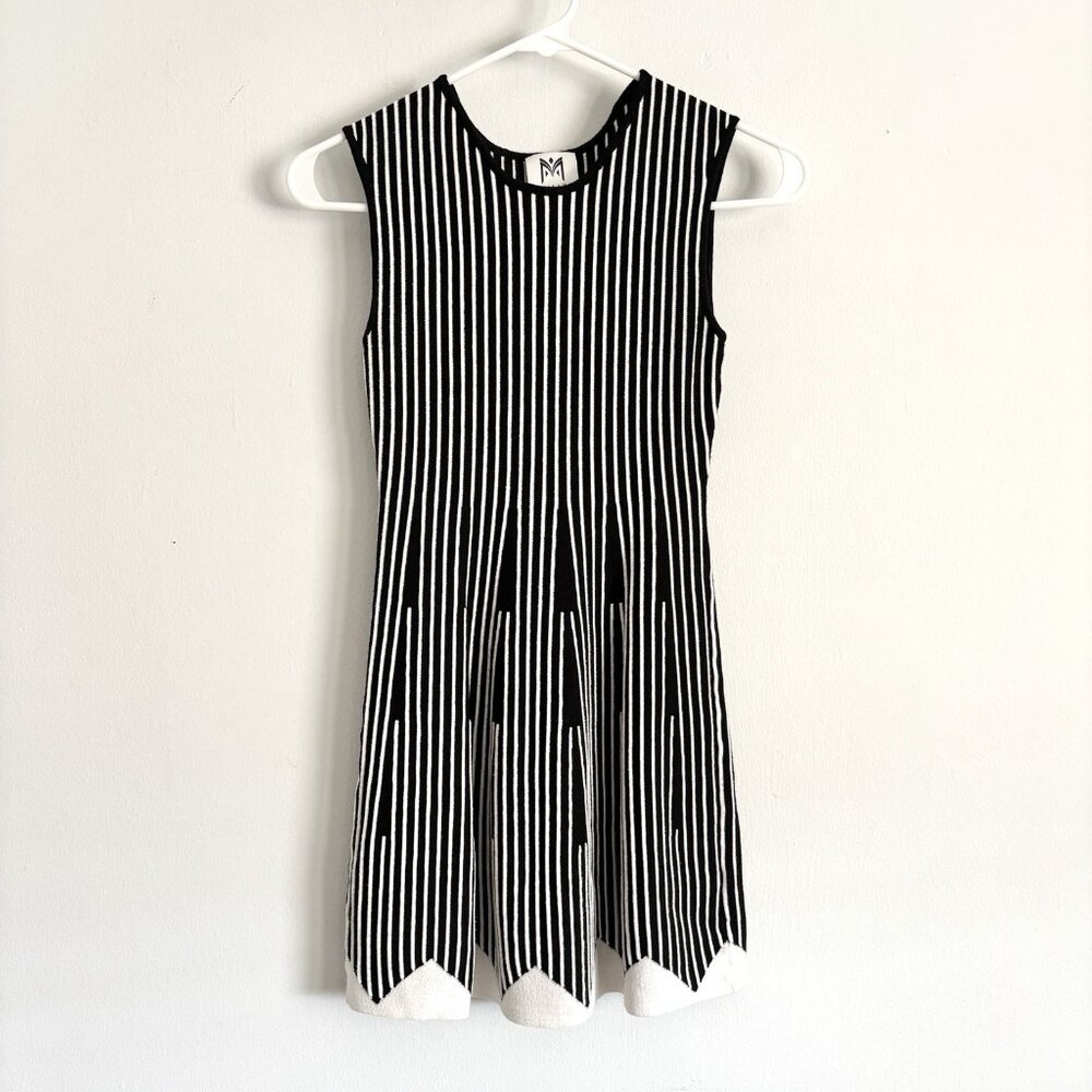 Milly Minis Black and White Striped Sleeveless Knit Flare Dress Girl’s Size 10